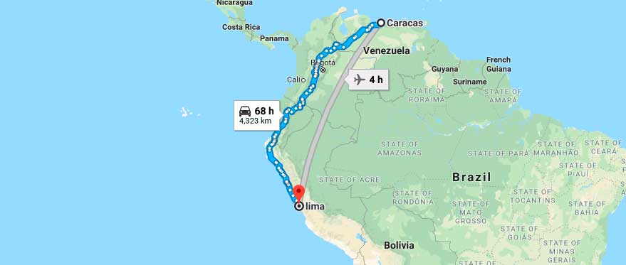 travel from lima to caracas